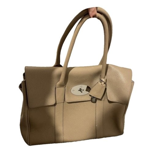 Pre-owned Mulberry Bayswater Leather Tote In Beige