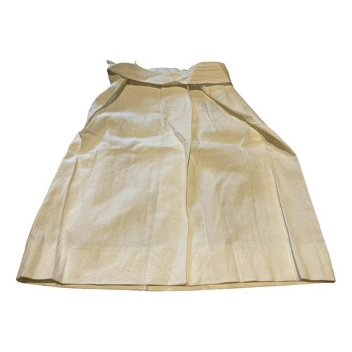Pre-owned Isabel Marant Linen Mid-length Skirt In Ecru