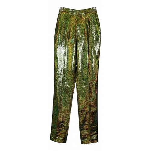 Pre-owned Sally Lapointe Straight Pants In Metallic