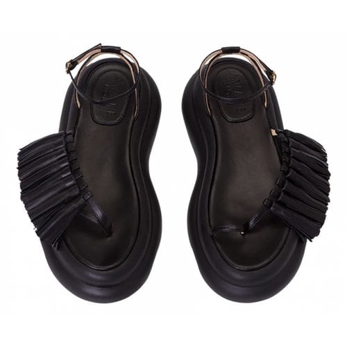 Pre-owned Awake Ny Leather Sandals In Black