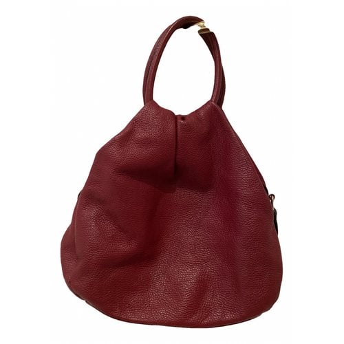 Pre-owned Furla Candy Bag Leather Handbag In Burgundy