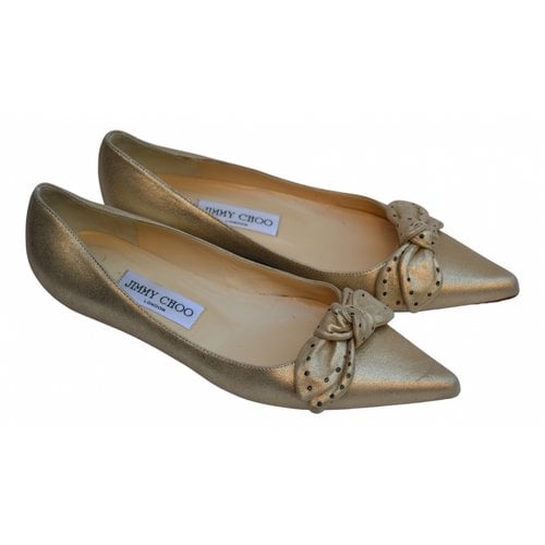 Pre-owned Jimmy Choo Leather Flats In Gold