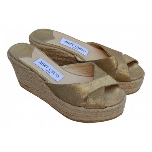 Pre-owned Jimmy Choo Leather Espadrilles In Gold