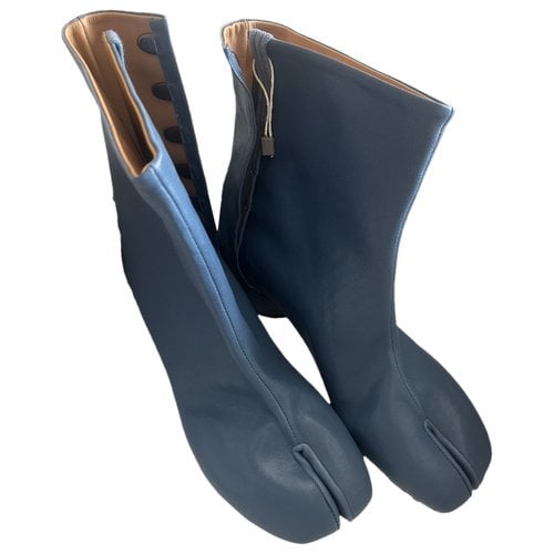 Pre-owned Maison Margiela Tabi Leather Boots In Blue