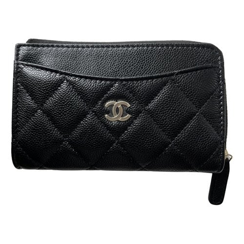 Pre-owned Chanel Timeless/classique Leather Wallet In Black