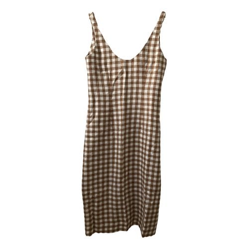 Pre-owned Asceno Linen Mid-length Dress In Brown