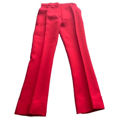 Pre-owned Valentino Wool Straight Pants In Red