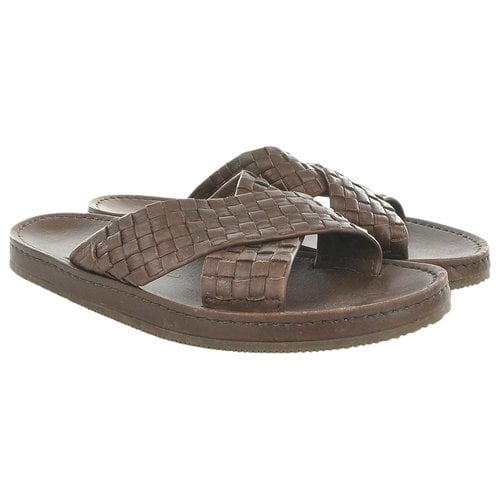 Pre-owned Corneliani Leather Sandals In Brown