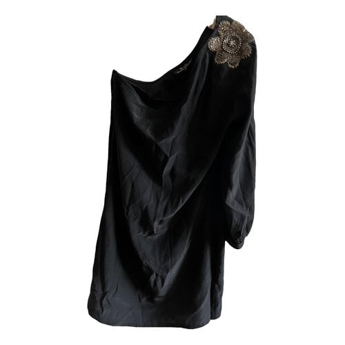 Pre-owned Karina Grimaldi Silk Mini Dress In Black