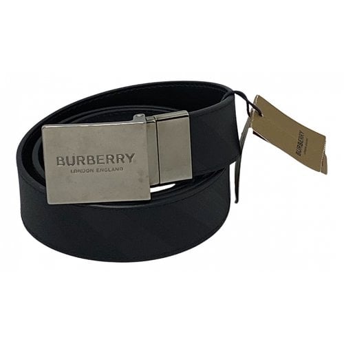 Pre-owned Burberry Vegan Leather Belt In Grey