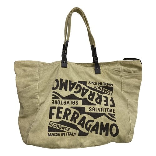 Pre-owned Ferragamo Cloth Tote In Beige