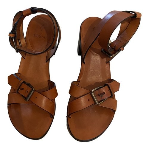 Pre-owned Ba&sh Leather Sandals In Camel
