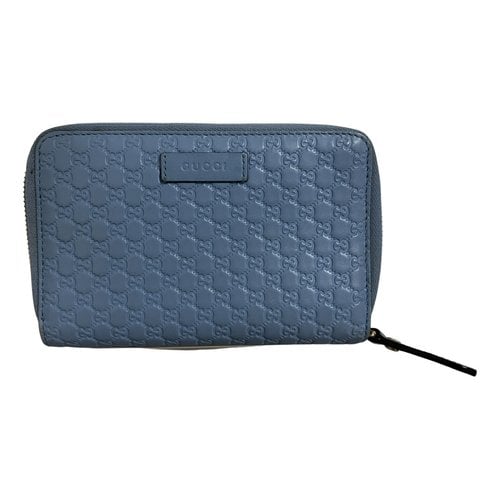Pre-owned Gucci Continental Leather Wallet In Blue