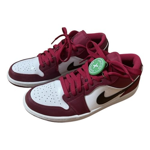 Pre-owned Jordan 1 Leather Low Trainers In Burgundy
