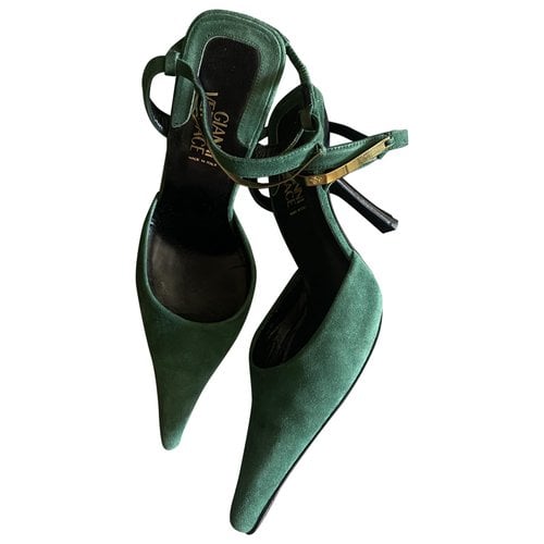 Pre-owned Versace Heels In Green