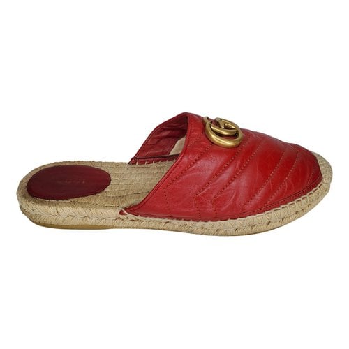 Pre-owned Gucci Leather Espadrilles In Red