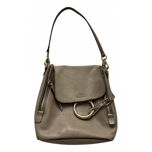 Pre-owned Chloé Faye Leather Backpack In Grey