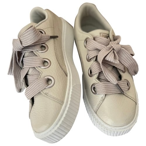 Pre-owned Puma Leather Trainers In Beige