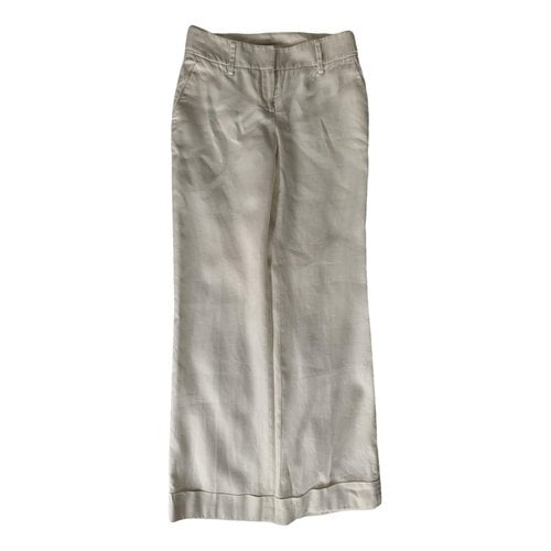 Pre-owned Massimo Dutti Linen Trousers In Beige