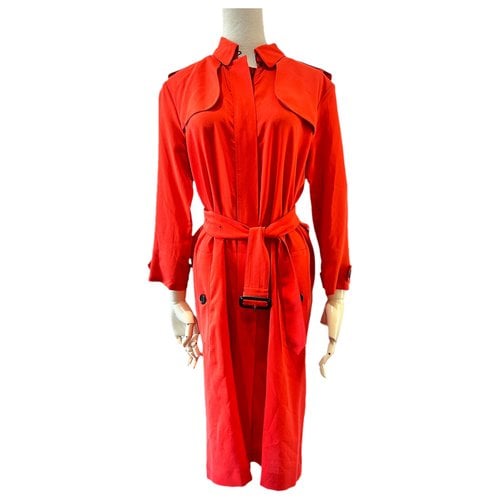 Pre-owned Burberry Silk Mid-length Dress In Orange