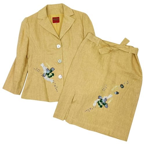 Pre-owned Kenzo Linen Suit Jacket In Yellow