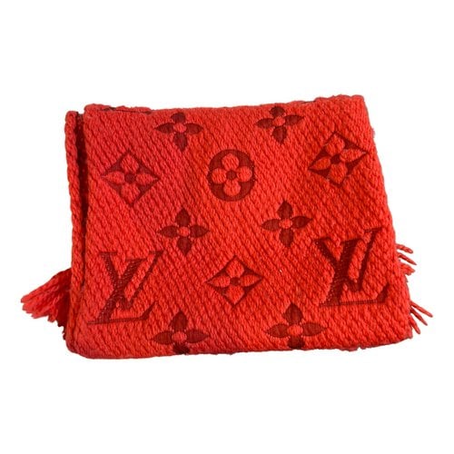 Pre-owned Louis Vuitton Wool Scarf In Red