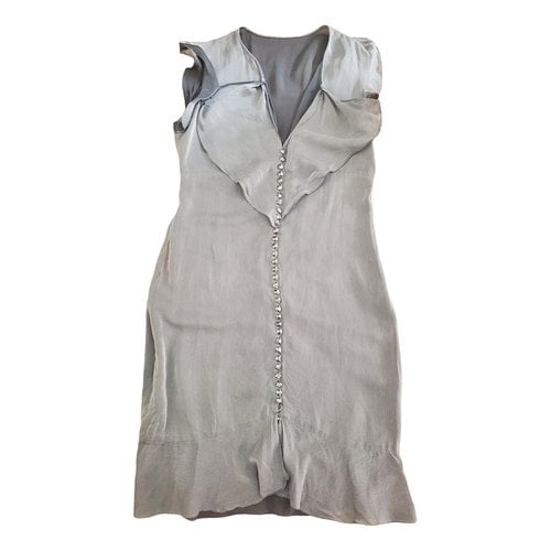 Pre-owned Azzaro Silk Mid-length Dress In Silver