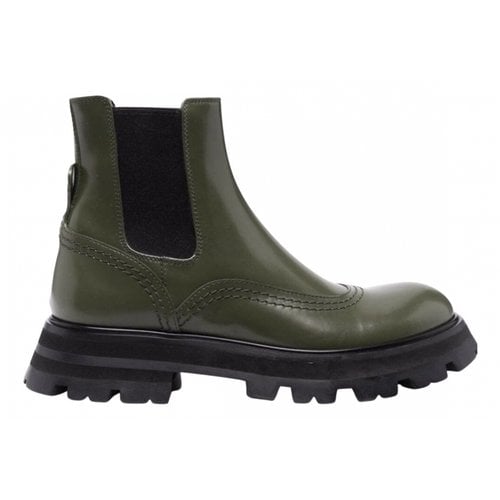 Pre-owned Alexander Mcqueen Patent Leather Boots In Green