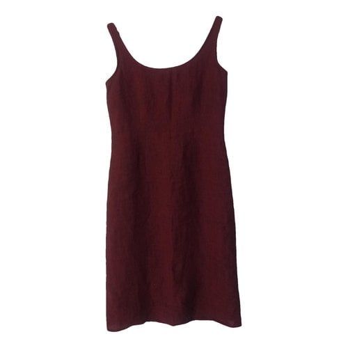 Pre-owned Les Copains Linen Mid-length Dress In Burgundy