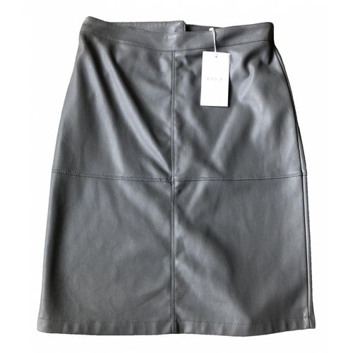 Pre-owned Vila Patent Leather Mid-length Skirt In Grey