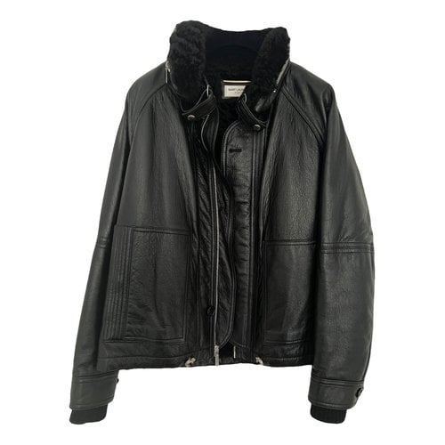 Pre-owned Saint Laurent Leather Coat In Black