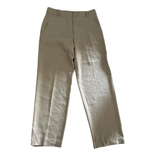 Pre-owned Massimo Dutti Linen Trousers In Beige