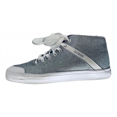 Pre-owned Guess Cloth Trainers In Grey
