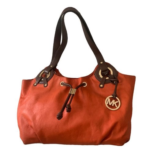 Pre-owned Michael Kors Leather Tote In Orange
