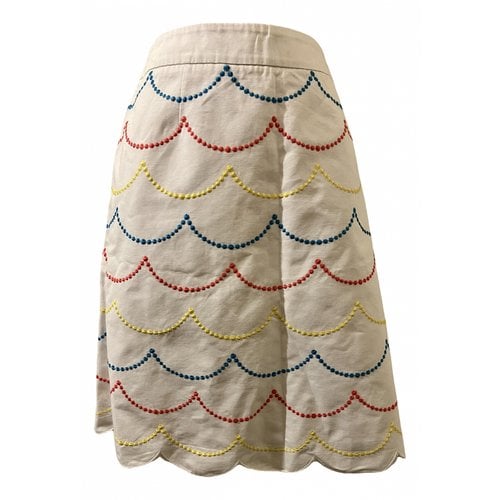 Pre-owned Boden Mid-length Skirt In White