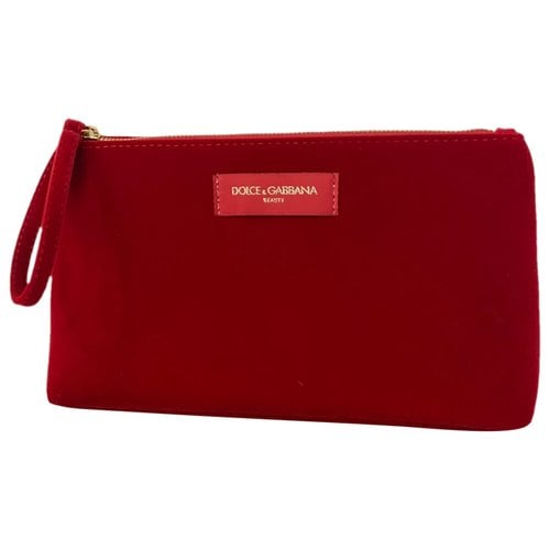 Pre-owned Dolce & Gabbana Velvet Clutch Bag In Red