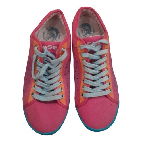Pre-owned Diesel Cloth Trainers In Pink