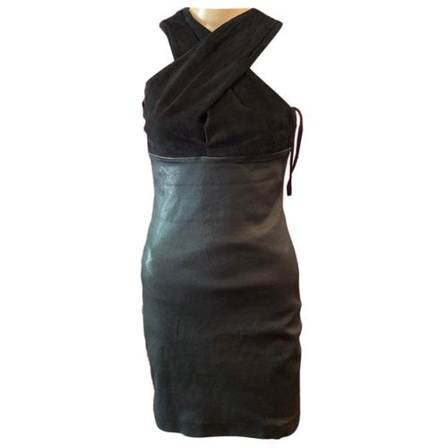 Pre-owned Alexander Wang T Leather Mini Dress In Black