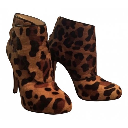Pre-owned Brian Atwood Pony-style Calfskin Boots In Brown