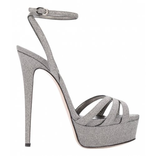 Pre-owned Le Silla Glitter Sandal In Silver