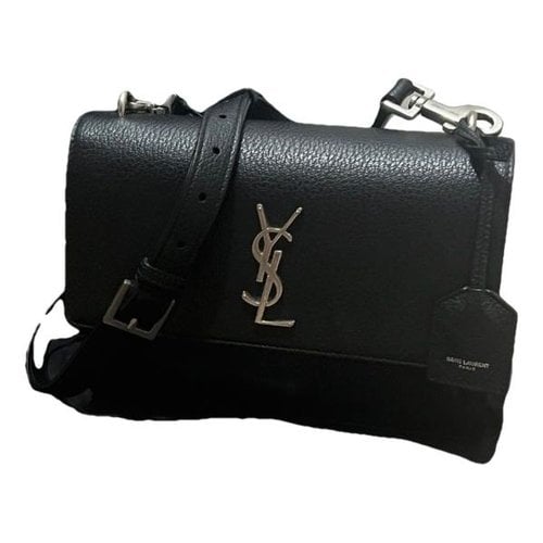 Pre-owned Saint Laurent Sunset Leather Crossbody Bag In Black
