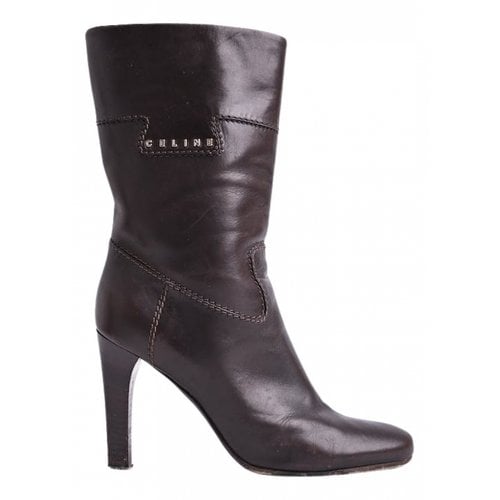 Pre-owned Celine Leather Ankle Boots In Brown