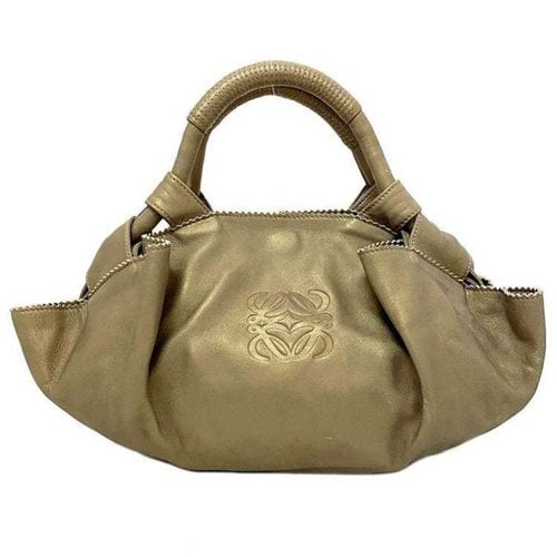 Pre-owned Loewe Anagram Leather Handbag In Gold