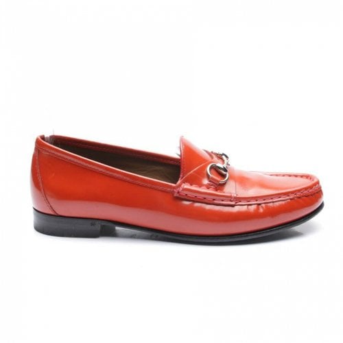 Pre-owned Gucci Leather Flats In Orange