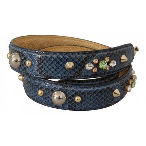Pre-owned Dolce & Gabbana Leather Bag Charm In Blue