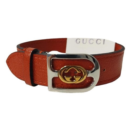 Pre-owned Gucci Leather Bracelet In Red