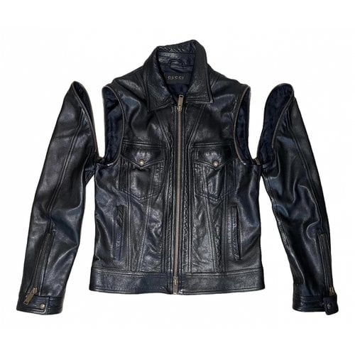 Pre-owned Gucci Leather Vest In Black