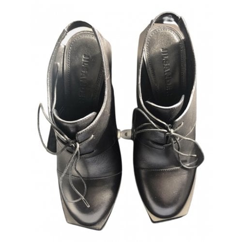 Pre-owned Jil Sander Leather Cowboy Boots In Black