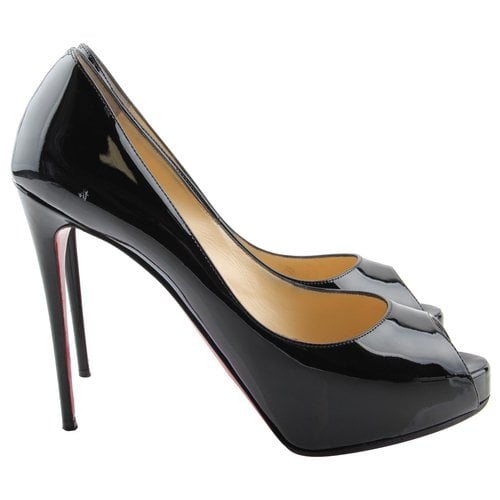 Pre-owned Christian Louboutin Very Privã© Patent Leather Heels In Black