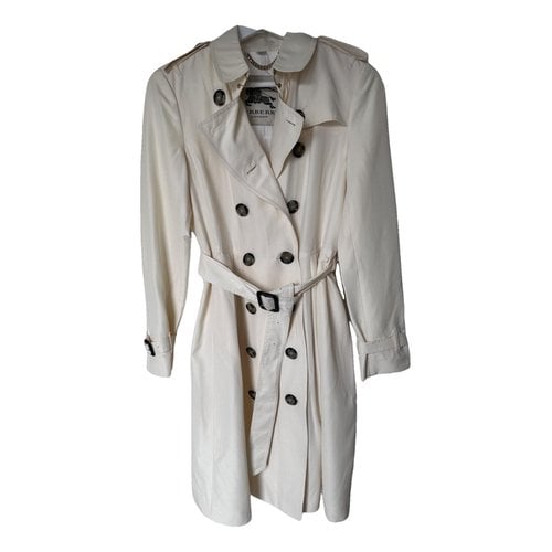 Pre-owned Burberry Silk Trench Coat In White